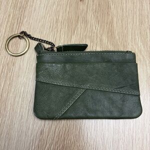 Primehide Green Real Leather Wallet Coin Purse with Key Ring RFID Unisex 4.5x3"